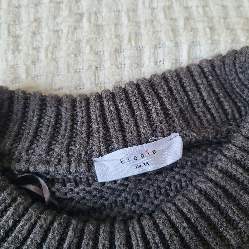 Elodie Bubble Sleeve Pullover Gray Sweater Women's Size XS